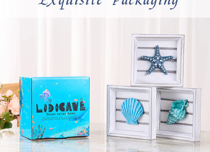 LODOCAVE Seashell Starfish 3D Art Beach Wall Decor, 6.3"x6.3"