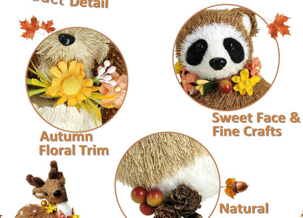 naturevibe Set of 6 Sisal Woodland Animals w/Floral for Fall Home Decor