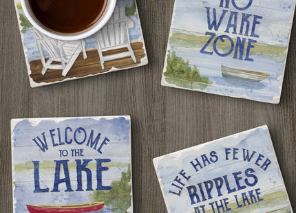 Thirstystone Lake House Greetings 4 Pack Tumbled Tile Stone Coasters