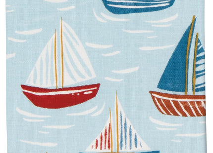 Now Designs Windward Collection Cotton Dishtowel, Nautical Red/White/Blue, 18x28in, Sea Breeze & Sailboat Print