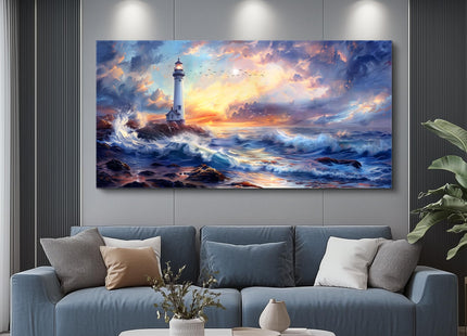 PHAOHUAXM Large Canvas Wall Art Seaside Lighthouse Scenery painting 30"X60"