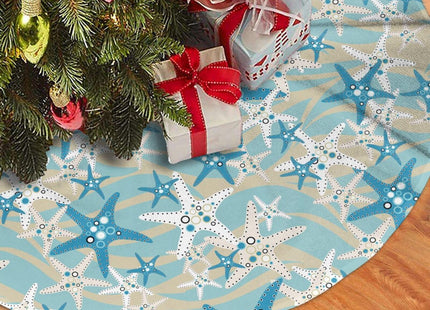 Christmas Tree Skirt,Beach Starfish Xmas Tree Skirt Rustic Farmhouse Tree Skirt for Christmas Decor Xmas Holiday Home Party Decorations30