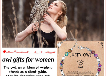 Wisedawn Owl Gifts for Women, Healing Natural Stone Owl Bracelet for Woman, Birthday Christmas inspiration Gift