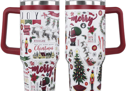 Christmas Tumbler 40oz Nutcracker Santa Reindeer Cup Winter Gift Women-1PCS