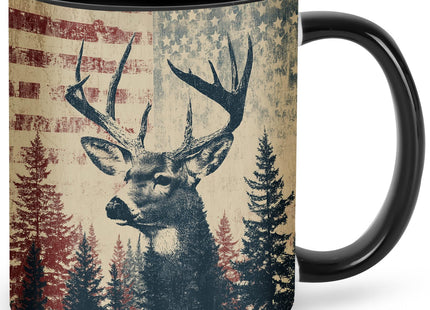 FyLybois Deer Coffee Mug Ceramic Coffee Cup with Handle Microwave Safe for Home or Office Gifts for Women and Men