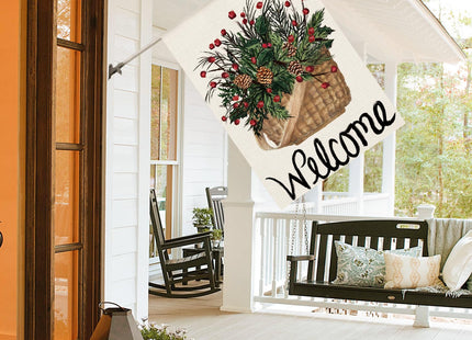 AVOIN colorlife Welcome Christmas Pinecone Berry House Flag 28x40 Inch