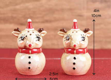 Christmas Holiday Salt and Pepper Shaker Set - Nostalgic Reindeer