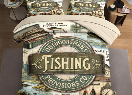 WeCozy Full Comforter Set with Sheets, 7 Pieces Fishing Vintage Bedding