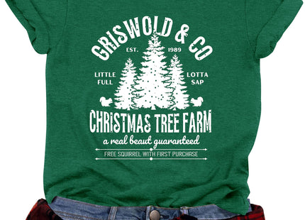 OCURHU Christmas Shirt for Women Funny Christmas Movie Tops Pine Tree Tee