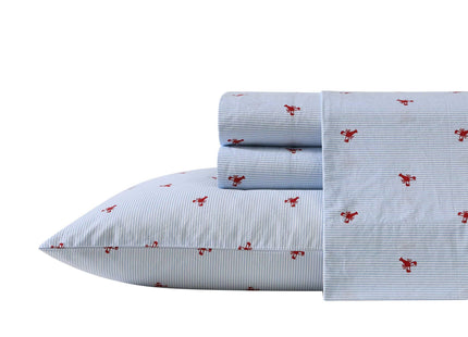Nautica - Queen Sheets, Cotton Percale Bedding Set, Casual Home Decor (Lobster Walk Red, Queen)