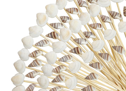200Pcs Seashell Cocktail Picks,Beach Hawaiian Lua Party Pick 4.7 Inch Fancy Appetizer Tooth Picks for Summer Hawaiian Party Luau Beach Holiday Party Supplies
