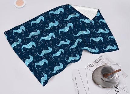 Seahorse Beach Themed Kitchen Dish Towels Decorative Set of 2, Absorbent Hand Drying Baking Cooking Cloth, Nautical Tea Towels Hand Towels for Kitchen Bathroom,Seahorse Kitchen Decor