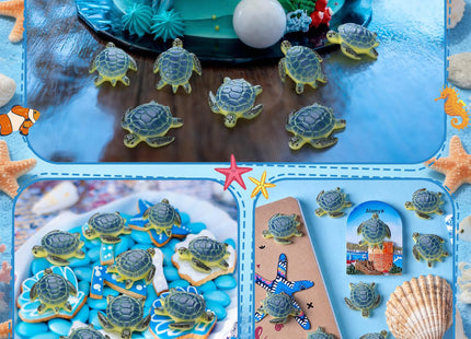 Yerliker Mini Sea Turtle Figurines Resin Sea Animals, 100 Pcs, Blue
