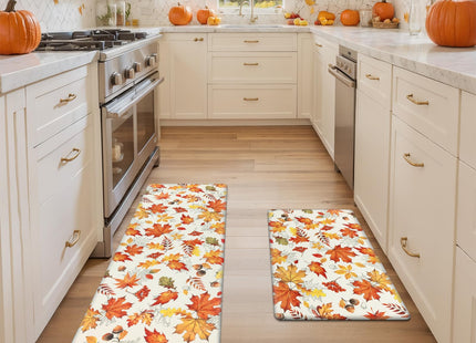 SHACOS Fall Anti Fatigue Kitchen Mats Orange Maple & Acorn 17x27.5+17x47