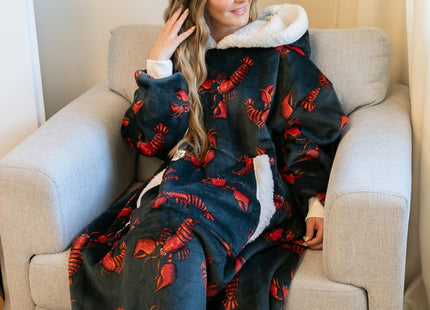 Lazy One Oversized Hoodie, Wearable Blankets for Women and Men (Lobster)