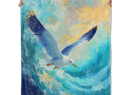 Kibue Flying Seagull Blanket - Soft & Lightweight Cozy Flannel Bird Throw Blanket - Plush Warm Blankets for Sofa, Travel, Bedroom, Office, Home Decor - Ideal Gifts for Adults Kids Women Men 60"×50"