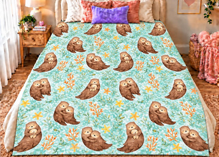 Otter Blanket Gifts for Women Girls Men Boys– Soft Flannel Otter Throw Blanket – Otters Gift Merch Stuff for Room Decor 50"x40"