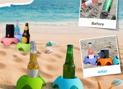 Uarzt Beach Vacation Essentials Accessories - Sand Coasters Drink Cup Holders, 5-Pack, Multicolor, Must-Haves for Women, Adults, Family, and Friends