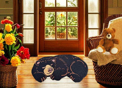EZ.enjoy Shaped Black Bear Hand-Hooked Accent Rug 32x17 Inches