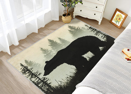 SherAvant Bear Rugs for Cabin - 2x3 Area Rug - Black Wildlife Silhouette - Rustic Nature - Non Slip - Machine Washable