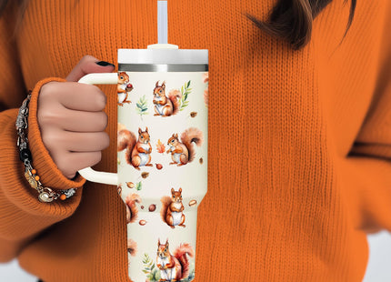 40 OZ Squirrel Tumbler with Handle.Squirrel Lover Cup Gift.40 OZ Unique Birthday Christmas Squirrel Tumblers Gifts for Women Men.