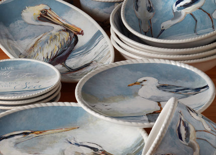 Shorebirds 18 oz. Ceramic Mugs, Set of 4 – Coastal Coffee Cups with Heron, Seagull, and Shorebird Artwork – Nature-Inspired Mugs for Hot Beverages, Breakfast, Gifting, or Display