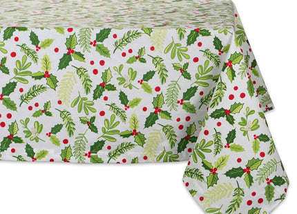DII Boughs of Holly Collection Decorative Holiday Dining Table & Kitchen Décor, Square Tablecloth, 52x52, Christmas Greenery