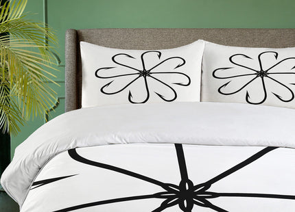 Ambesonne Fishing Duvet Cover Set, Flower Shaped Artisan Steel Multi Hook Gaff in Row New Needle Device Print, Decorative 2 Piece Bedding Set with 1 Pillow Sham, Twin Size, White Soft Black