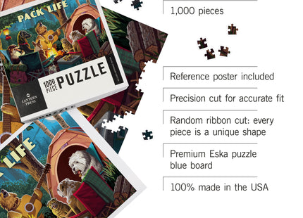 Pack Life Dogs Around Campfire Puzzle, 1000 Pieces by Lantern Press