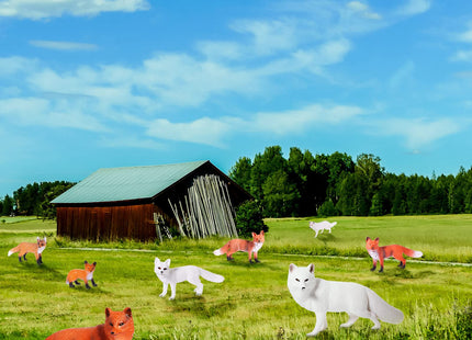 Chalyna 8 Pcs Fox Animal Figures Set Realistic Red Arctic Fox Toys