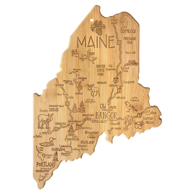 Totally Bamboo Destination Maine State Shaped Cutting Board