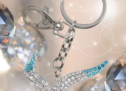 Aqua79 Seagull Keychain, Silver 3D Sparkling Rhinestones Metal Alloy Charm