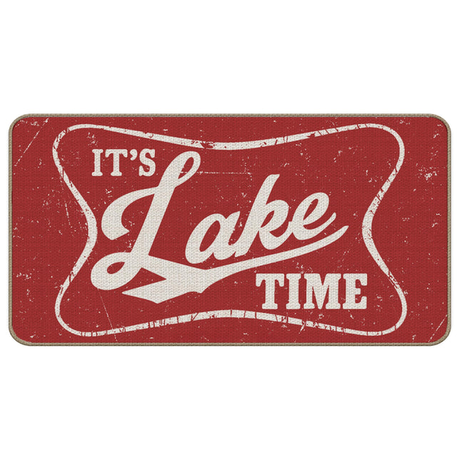DOFQZ Summer Lake House Decor Door Mat,It’s Time Lake Life Themed Doormat for Front Door Porch Indoor Outdoor Entryway, 17x30 Inch
