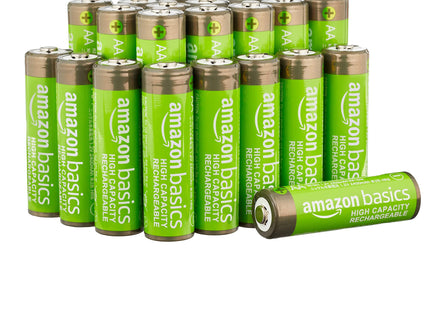 Amazon Basics 24-Pack Rechargeable AA NiMH High-Capacity Batteries, 2400 mAh, 1.2V, Low Self Discharge, Pre-Charged, Recharge up to 400x Times