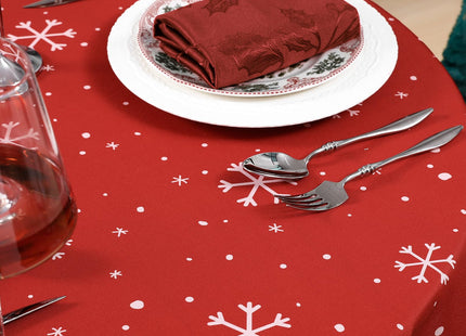 NOVILYS Red Round Christmas Tablecloth, Snowman Gift Design, 70 Inch