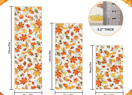 SHACOS Fall Kitchen Rug Sets of 3 Maple Leaves Acorn Nuts