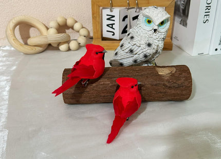 12pcs Artificial Red Cardinal Birds Decorative Red Cardinal Bird Ornaments Clip on Birds for Christmas Tree Wreath Yard Patio Artificial Holiday