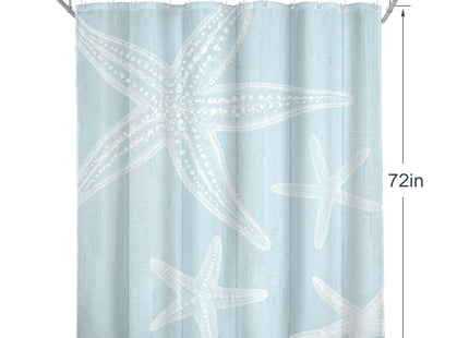 Beachy Shower Curtain Blue Coastal Beach Starfish Nautical 60Wx72L Inch