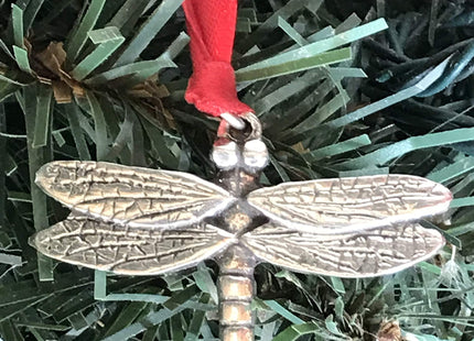 Pewter Dragonfly Fairy Christmas Ornament and Holiday Decoration