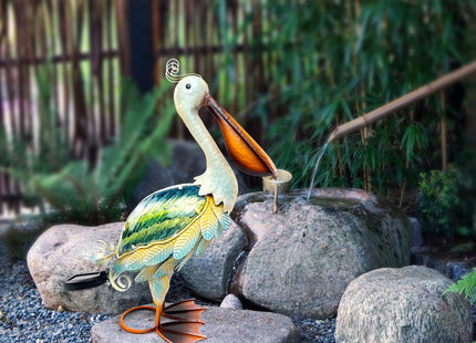 HONGLAND Solar Metal Pelican Statues Garden Sculpture & Statues, Glass Outdoor Pelican Yard Art Coastal Ocean Bird Decor Lawn Ornament for Backyard Porch Patio Decor（19 Inch）