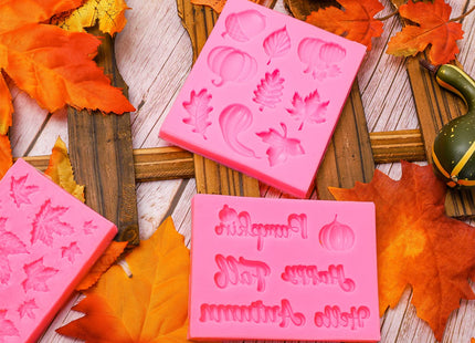 Whaline 3 Pack Fall Fondant Molds Autumn Pumpkin Maple Leaves Silicone Molds Hello Fall Candy Resin Chocolate Baking Mold for Autumn Harvest Cupcake Cake Topper Decoration Soap Jelly