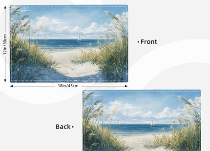 Beach Placemats Set of 6, Coastal Sailboat Place Mats Table Mats for Kitchen Dining Room Restaurant 18"x12"