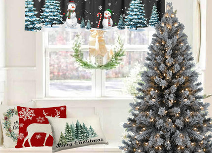 Nextchange Christmas Snowman Window Valances Pine Tree Snowy Kitchen Short Curtains with Rod Pocket Valance Drapes Xmas Farmhouse Window Treatment for Living Room Bathroom Decor 54" X 18"