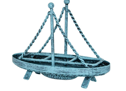 OwlGift Metal Sailboat Shaped Napkin Holder, Tabletop Paper Towel Dispenser, Mail Letter Sorter Rack, Document File Storage - Turquoise