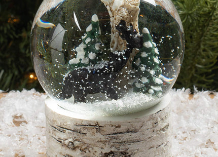 White Wash Wood Black Bear 5.5 inch Resin Decorative Snow Globe
