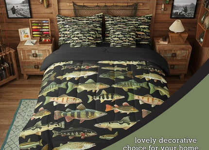 Feelyou Fishing Comforter Set with Sheets 7 Piece Queen Size
