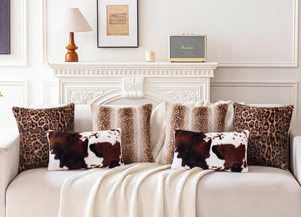 cygnus Faux Fur Deer Print Pillow Covers 18x18 Christmas Deer Decor
