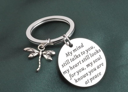 PLITI Dragonfly Memorial Gift Loss of Loved One Gift My Mind Still Talks To You Sympathy Keychain (my mind dragonfly)