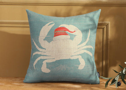 TRENDIN Beach Christmas Pillow Cover 18X18 for Couch Sea Ocean Decor Crab Square Linen Cushion Case Sofa Home Decorations PL1105TR