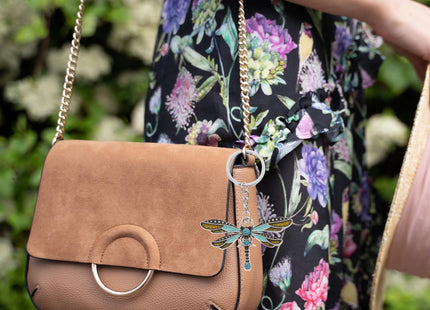 PRETYZOOM Dragonfly Keychain, Rhinestone Dragonfly Bag Charms Butterfly Purse Hanging Pendant Key Holder for Women